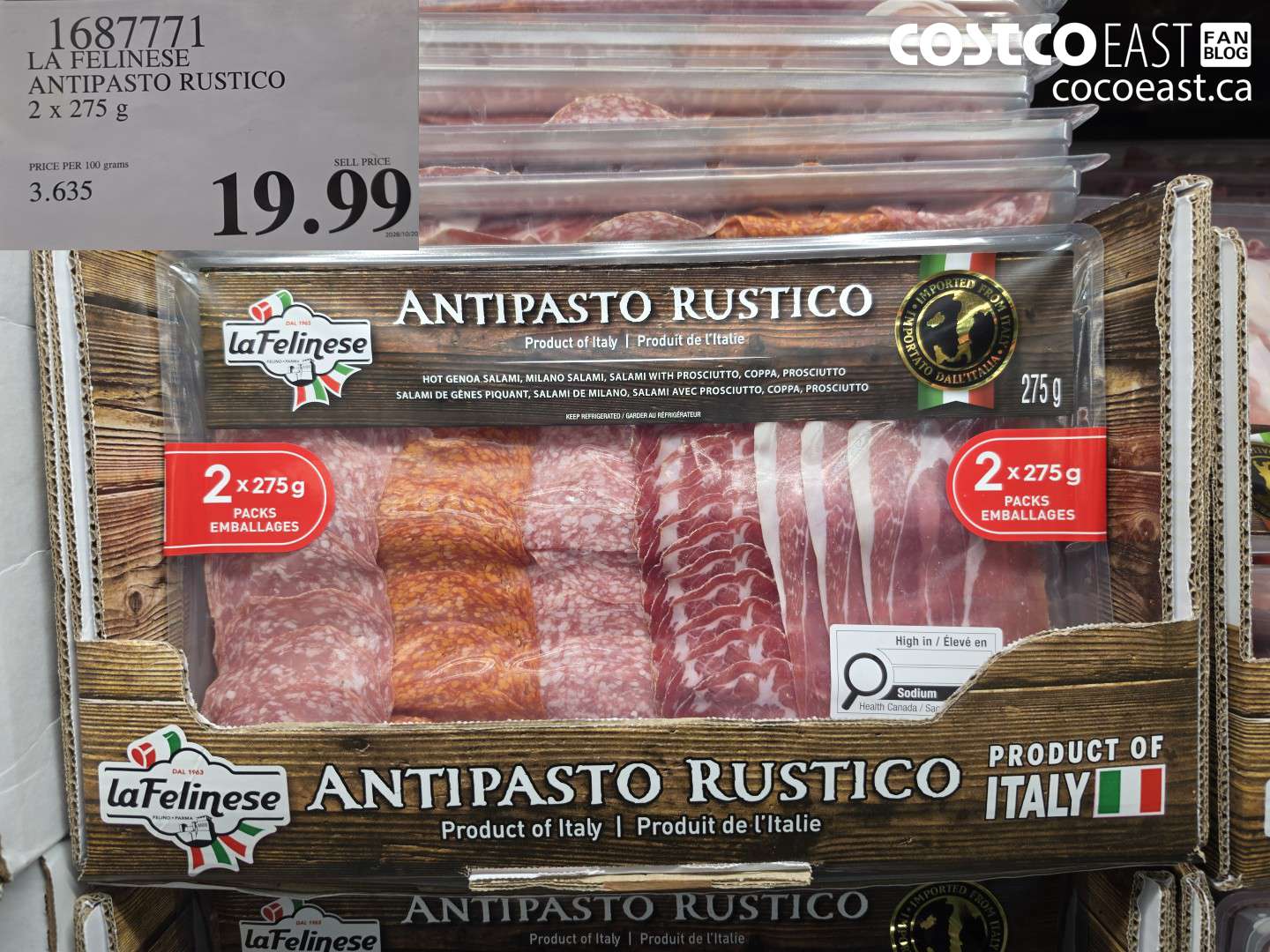 1687771 LA FELINESE ANTIPASTO RUSTICO 2 X 275 G $19.99