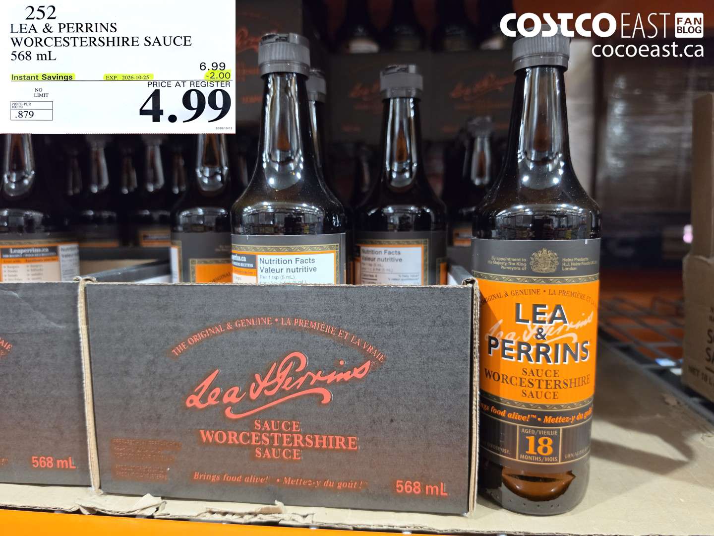 252 LEA & PERRINS WORCESTERSHIRE SAUCE 568 ML ($2.00 INSTANT SAVINGS EXPIRES ON 2026-10-25) $4.99