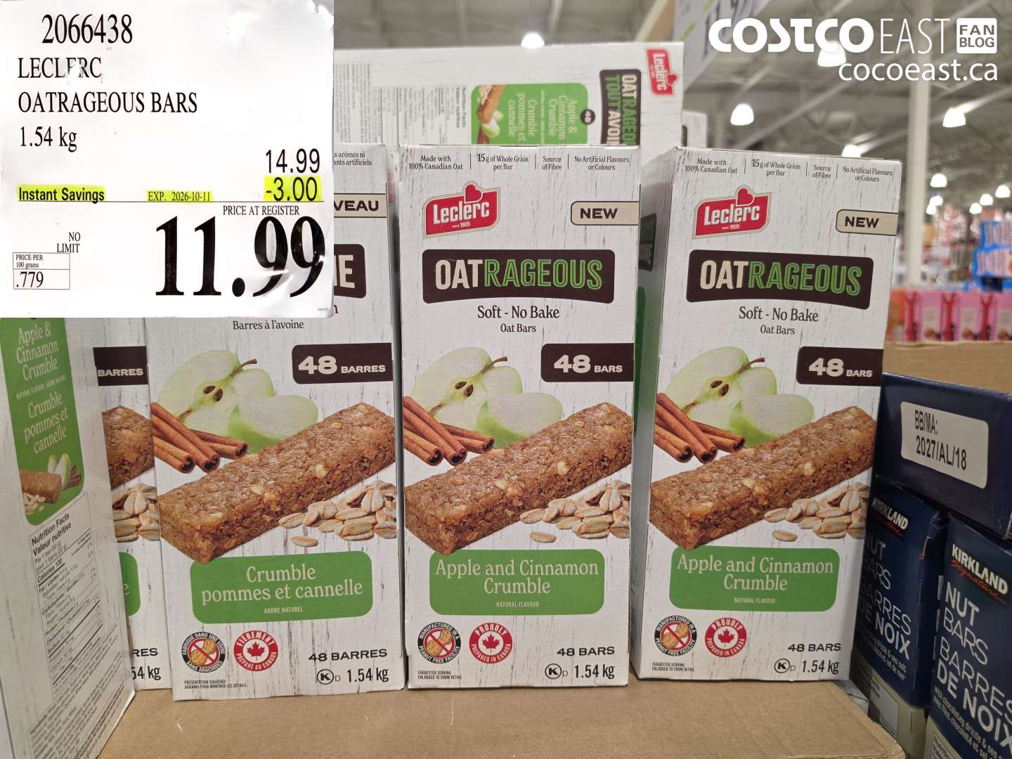 2066438 LECLERC OATRAGEOUS BARS 1.54 KG ($3.00 INSTANT SAVINGS EXPIRES ON 2026-10-11) $11.99