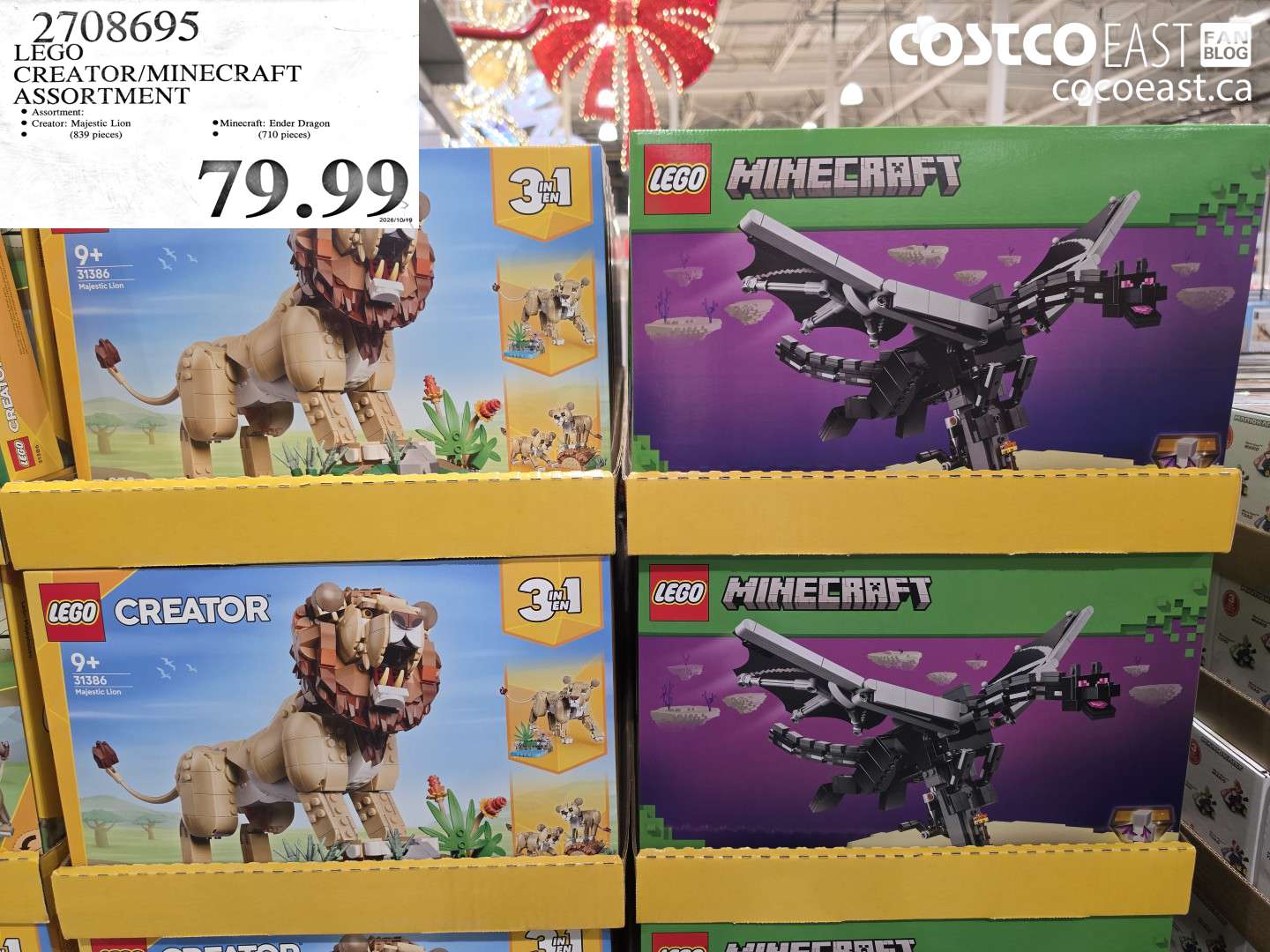 2708695 LEGO CREATOR/MINECRAFT ASSORTMENT $79.99