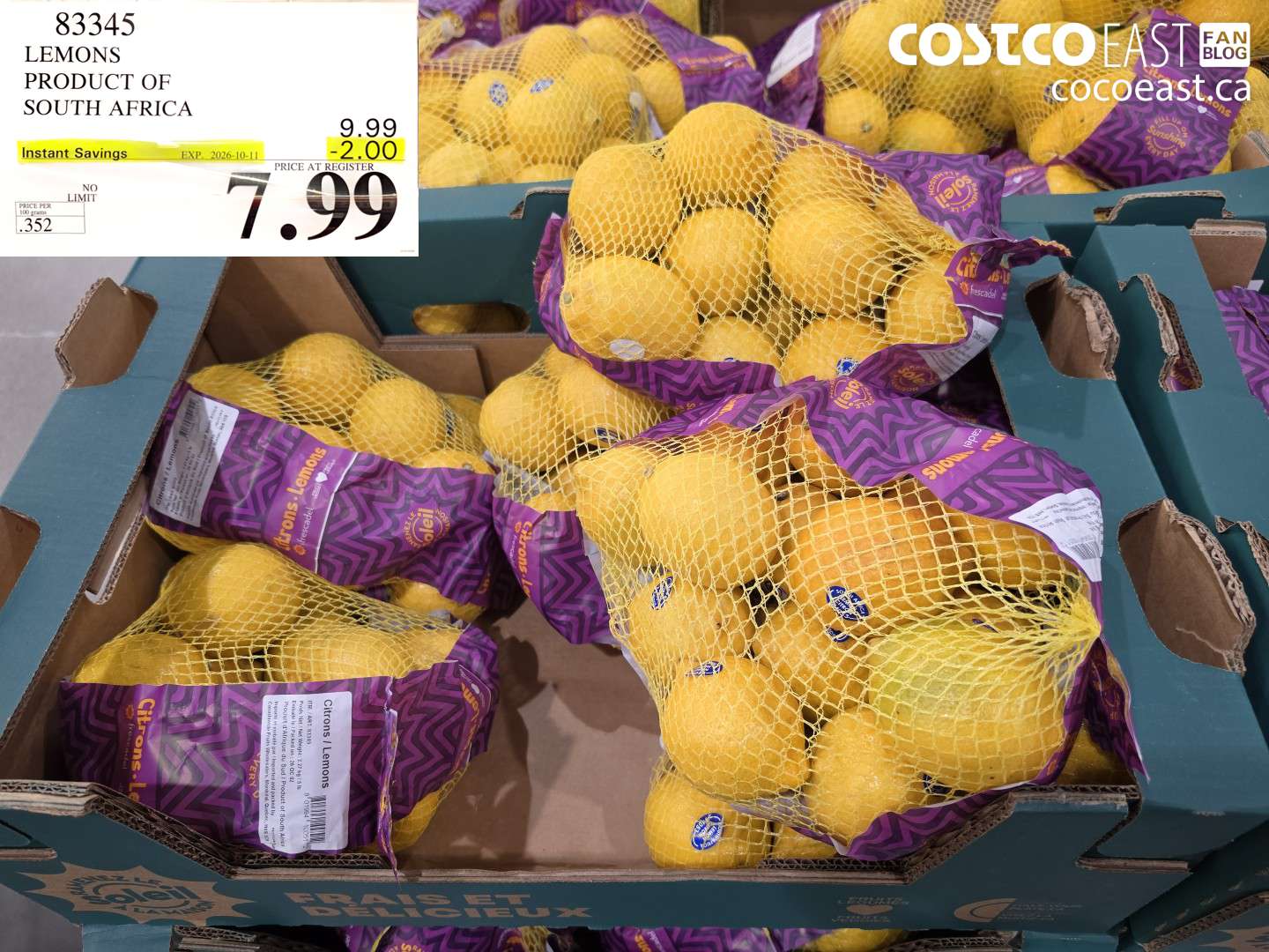 83345 LEMONS PRODUCT OF SOUTH AFRICA ($2.00 INSTANT SAVINGS EXPIRES ON 2026-10-11) $7.99