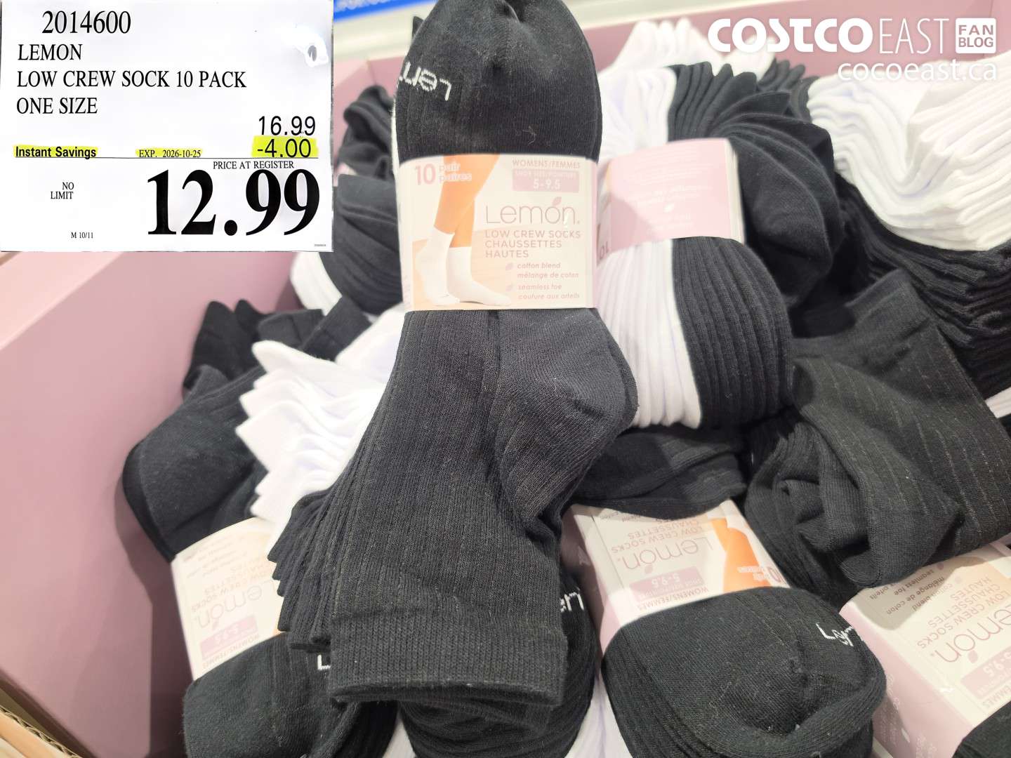 2014600 LEMON LOW CREW SOCK 10 PACK ONE SIZE ($4.00 INSTANT SAVINGS EXPIRES ON 2026-10-25) $12.99