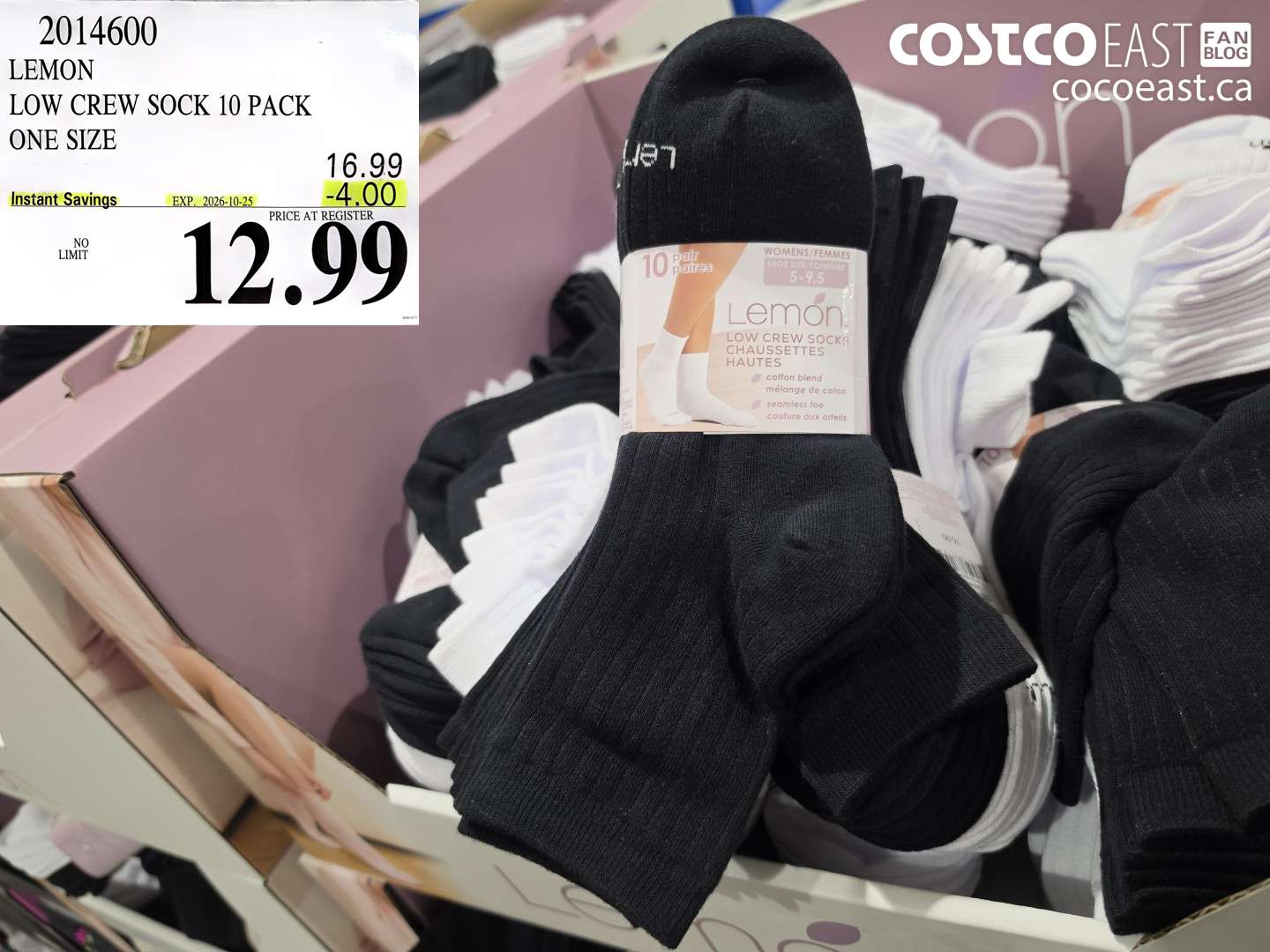 2014600 LEMON LOW CREW SOCK 10 PACK ONE SIZE ($4.00 INSTANT SAVINGS EXPIRES ON 2026-10-25) $12.99