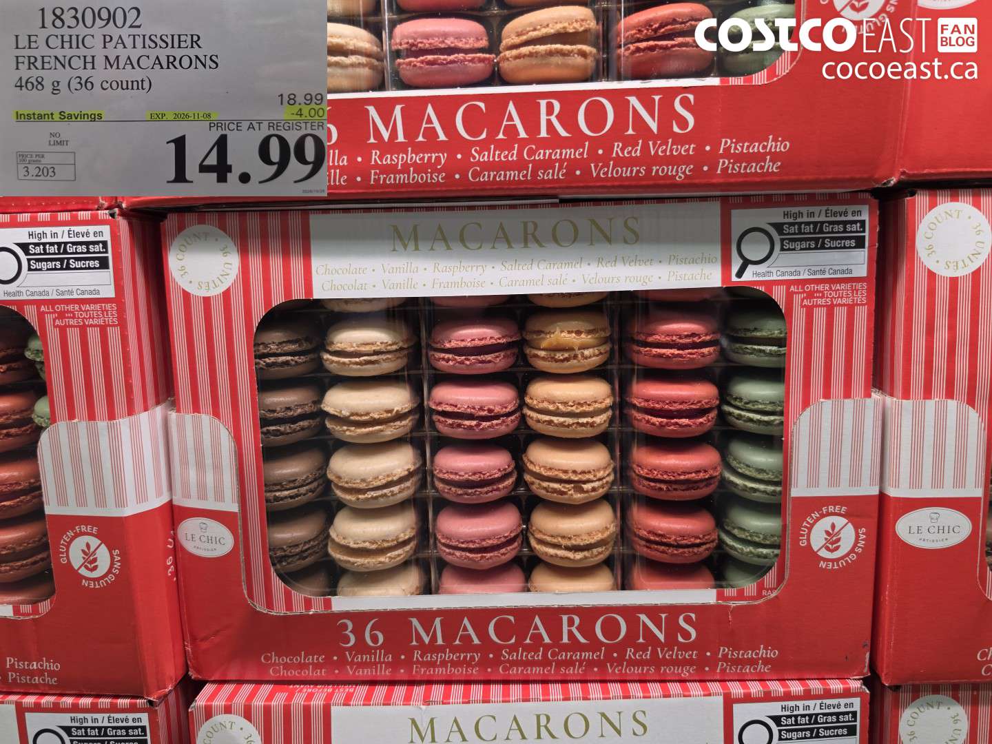 1830902 LE CHIC PATISSIER FRENCH MACARONS 468 G 36 COUNT ($4.00 INSTANT SAVINGS EXPIRES ON 2026-11-08) $14.99