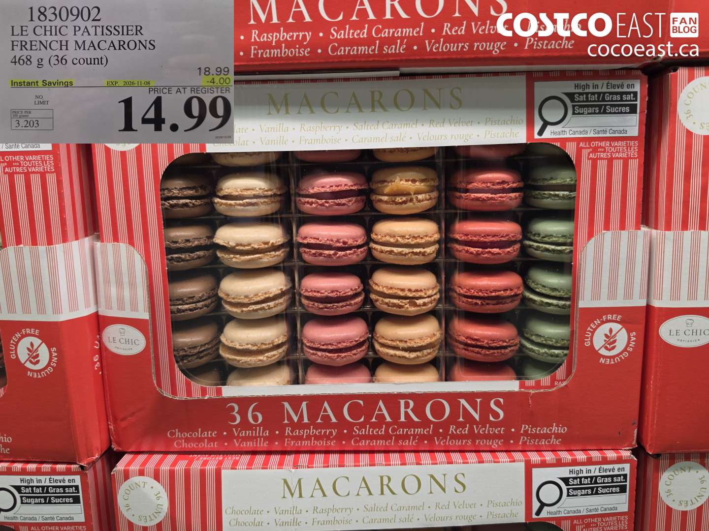 1830902 LE CHIC PATISSIER FRENCH MACARONS 468 G 36 COUNT ($4.00 INSTANT SAVINGS EXPIRES ON 2026-11-08) $14.99