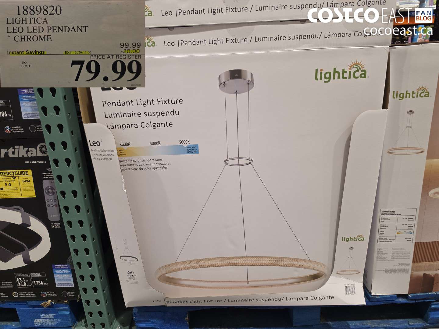 1889820 LIGHTICA LEO LED PENDANT CHROME ($20.00 INSTANT SAVINGS EXPIRES ON 2026-11-05) $79.99