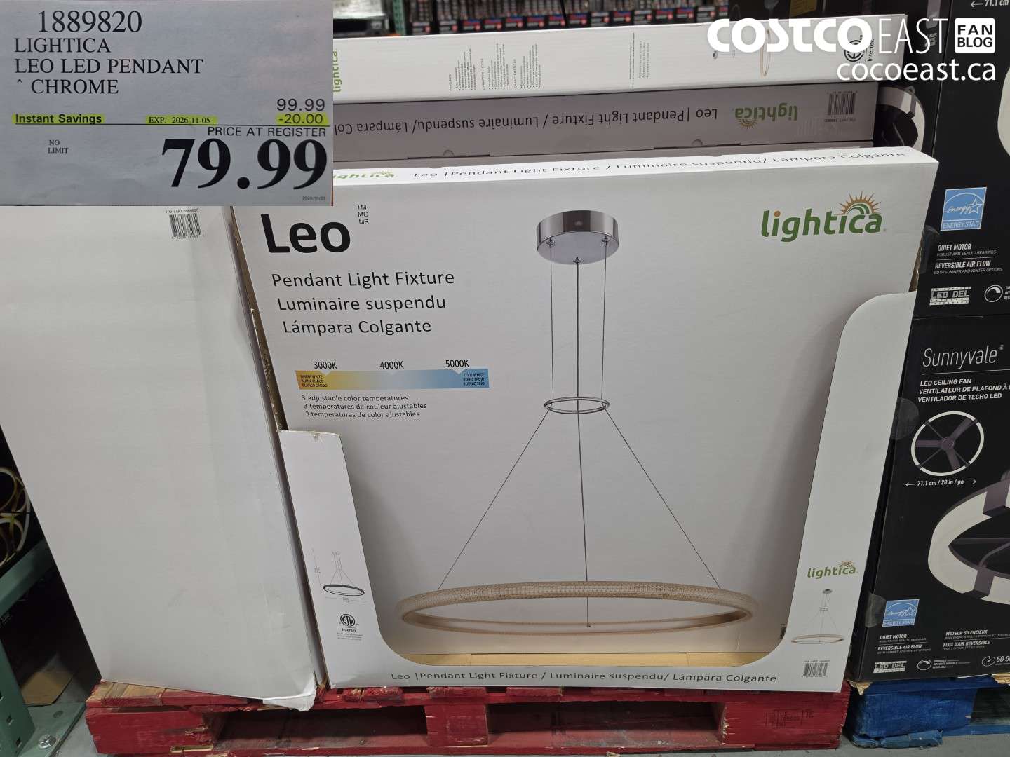 1889820 LIGHTICA LEO LED PENDANT CHROME ($20.00 INSTANT SAVINGS EXPIRES ON 2026-11-05) $79.99