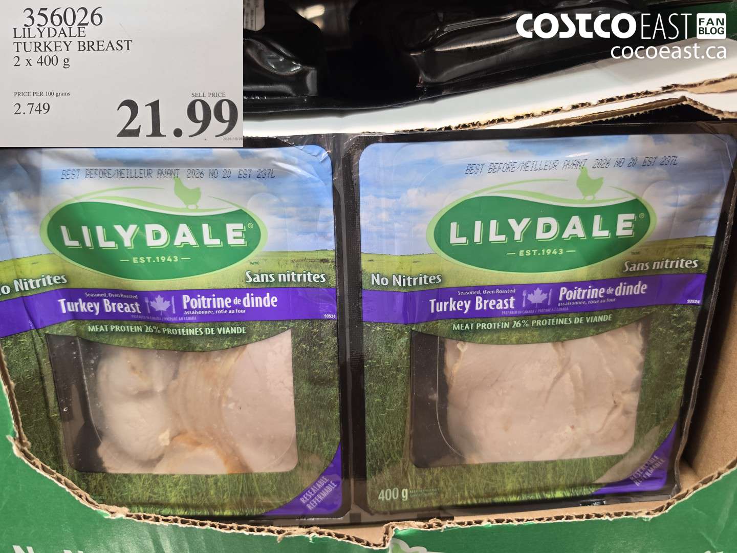 356026 LILYDALE TURKEY BREAST 2 X 400 G $21.99