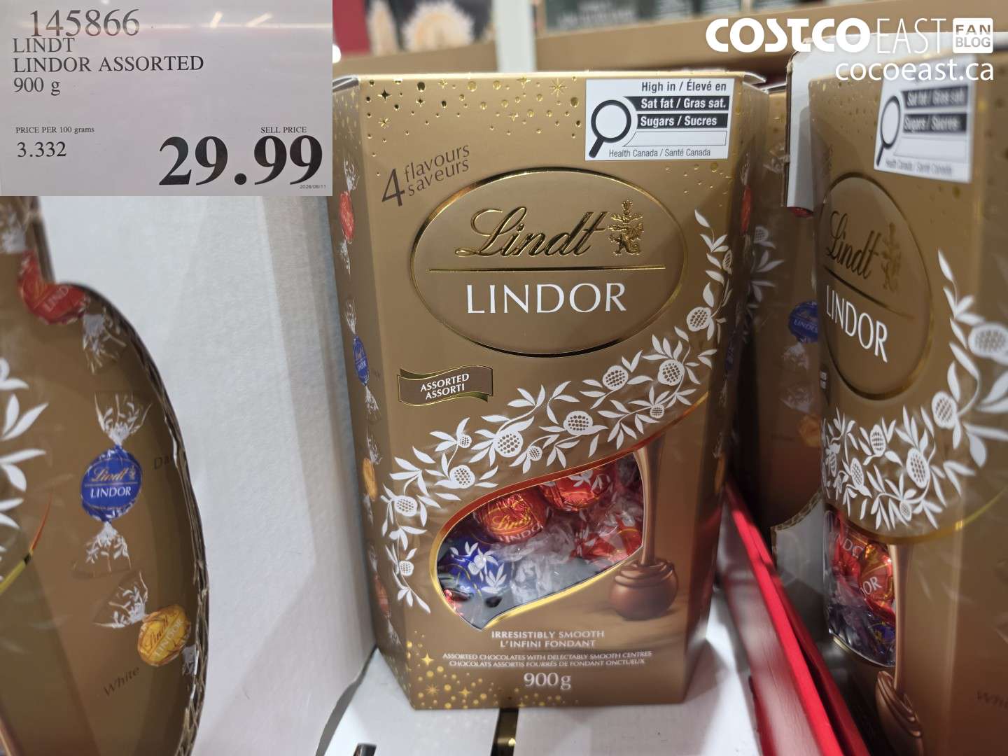 145866 LINDT LINDOR ASSORTED 900 G $29.99