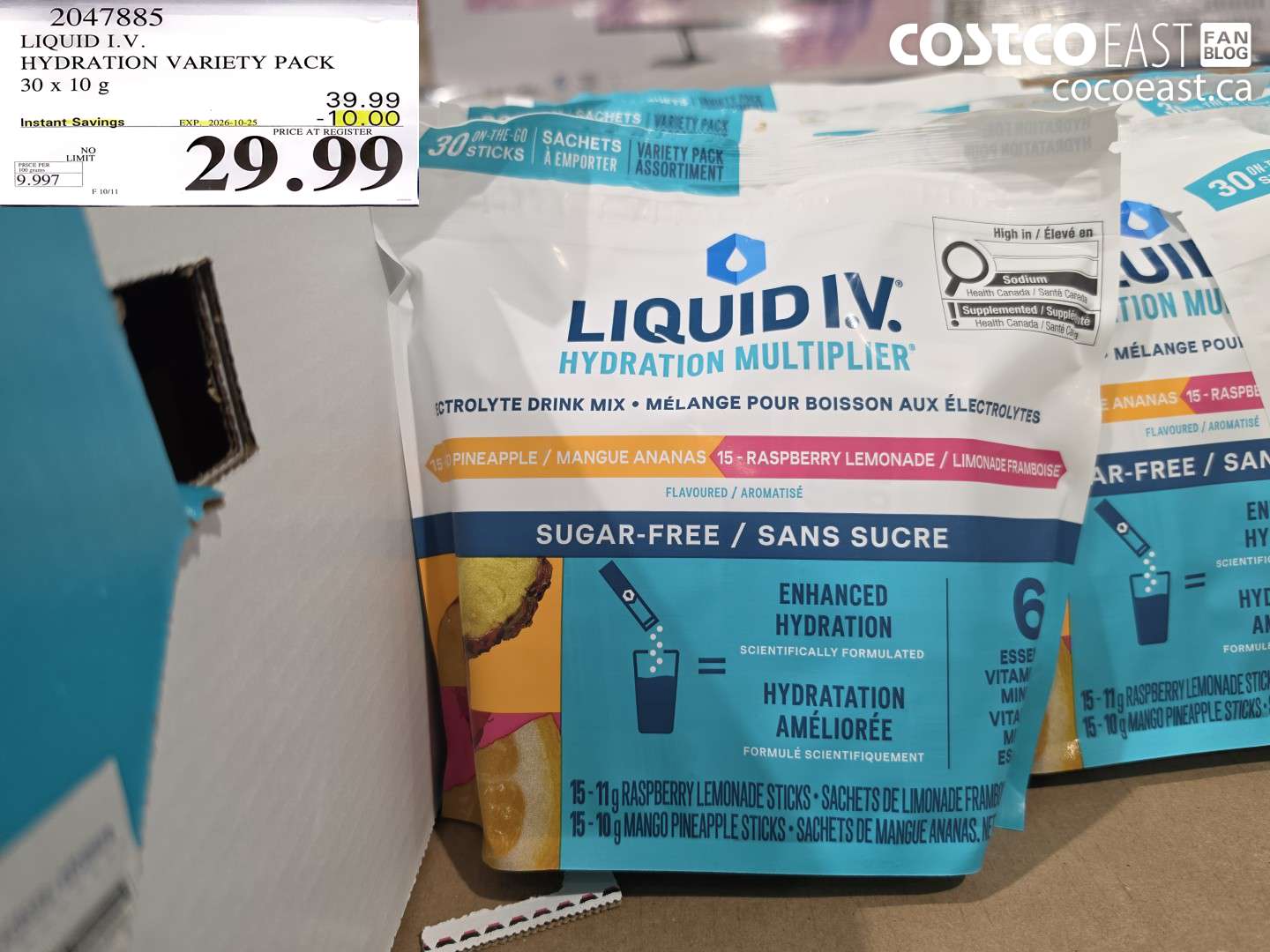 2047885 LIQUID I.V. HYDRATION VARIETY PACK 30 X 10 G ($10.00 INSTANT SAVINGS EXPIRES ON 2026-10-25) $29.99