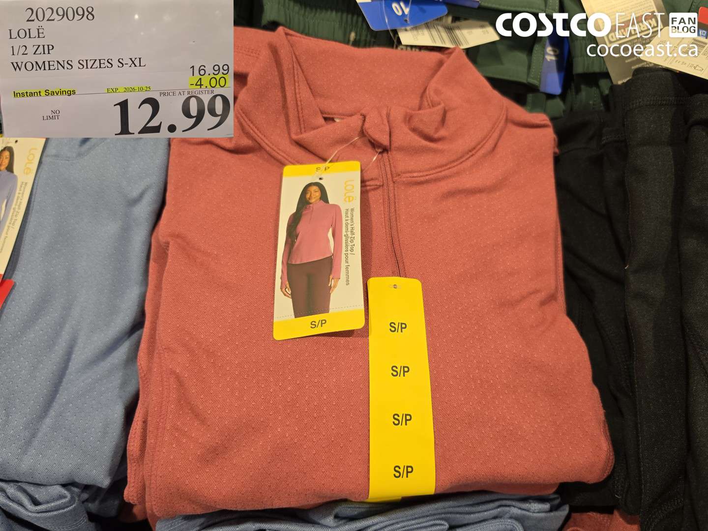 2029098 LOLË 1/2 ZIP WOMENS SIZES S-XL ($4.00 INSTANT SAVINGS EXPIRES ON 2026-10-25) $12.99