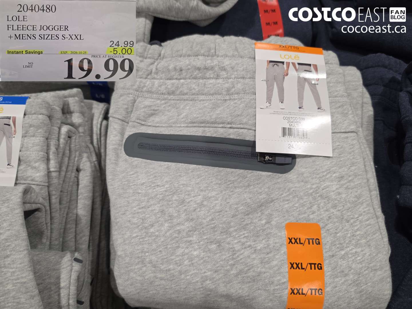 2040480 LOLE FLEECE JOGGER + MENS SIZES S-XXL ($5.00 INSTANT SAVINGS EXPIRES ON 2026-10-25) $19.99