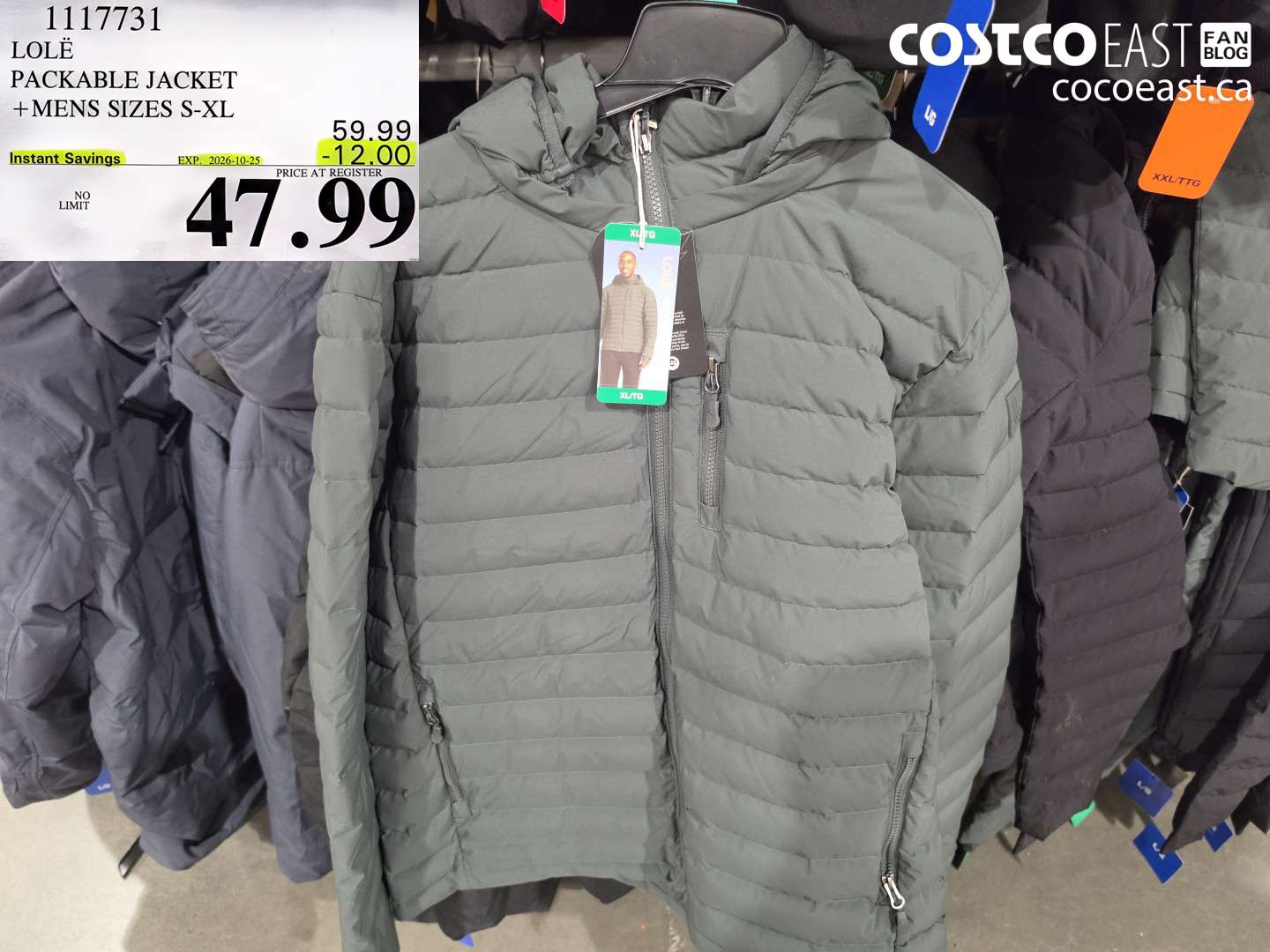 1117731 LOLË PACKABLE JACKET + MENS SIZES S-XL ($12.00 INSTANT SAVINGS EXPIRES ON 2026-10-25) $47.99