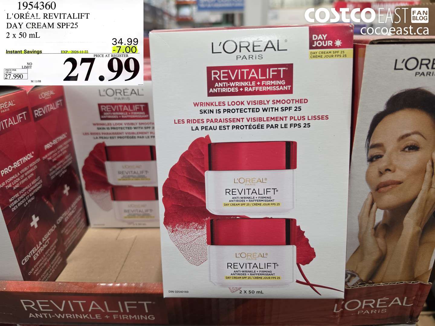 1954360 L'ORÉAL REVITALIFT DAY CREAM SPF25 2 X 50 ML ($7.00 INSTANT SAVINGS EXPIRES ON 2026-11-22) $27.99