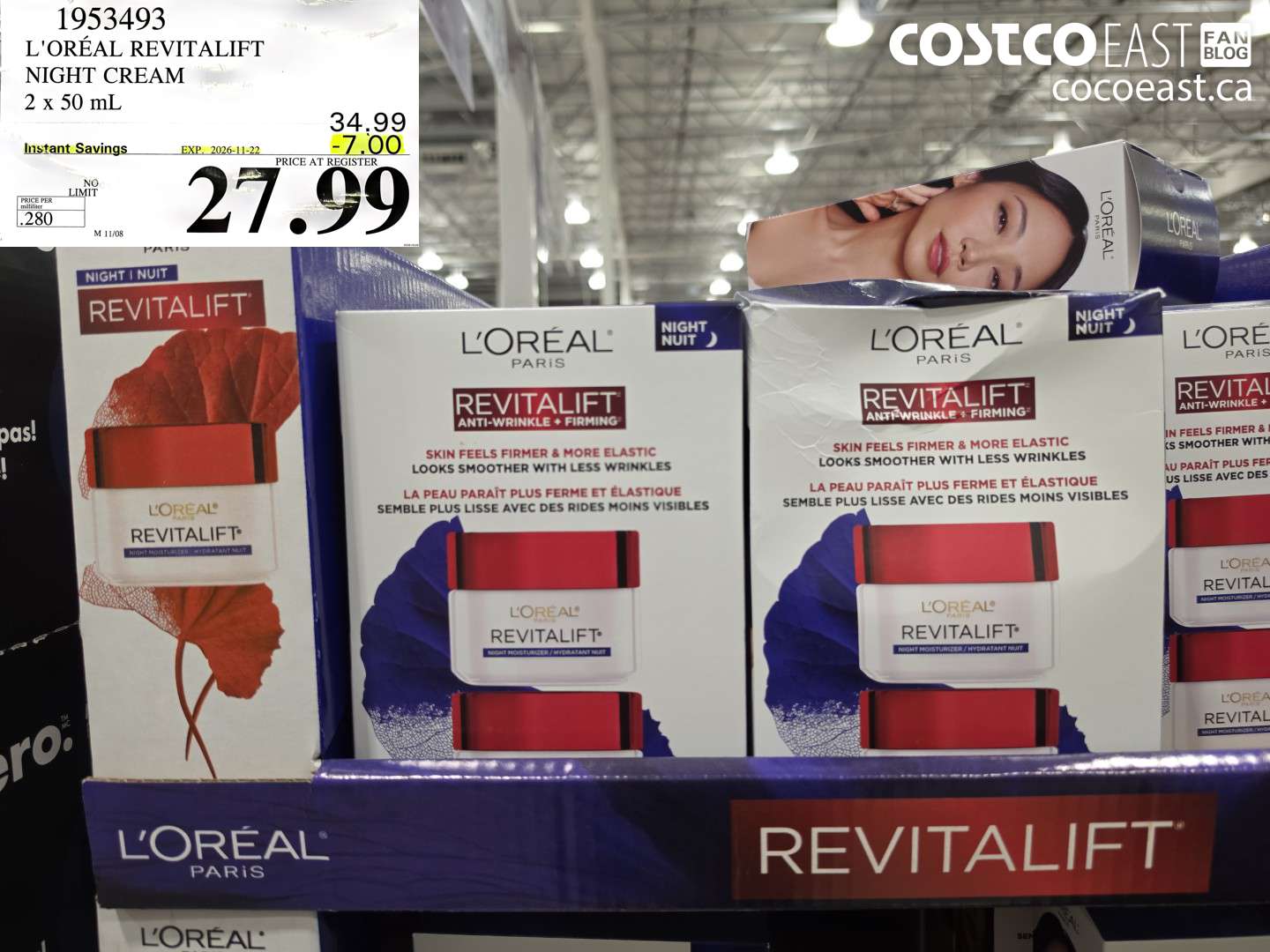 1953493 L'ORÉAL REVITALIFT NIGHT CREAM 2 X 50 ML ($7.00 INSTANT SAVINGS EXPIRES ON 2026-11-22) $27.99