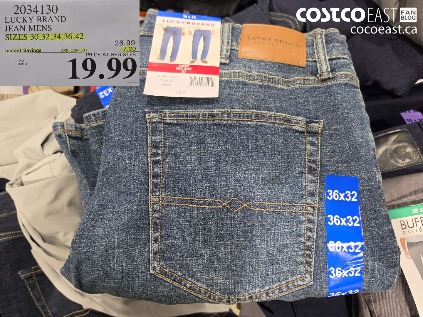 2034130 LUCKY BRAND JEAN MENS SIZES 30,32,34,36,42 ($7.00 INSTANT SAVINGS EXPIRES ON 2026-10-11) $19.99