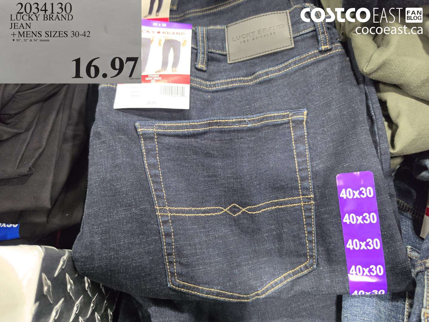 2034130 LUCKY BRAND JEAN MENS SIZES 30-42 $16.97