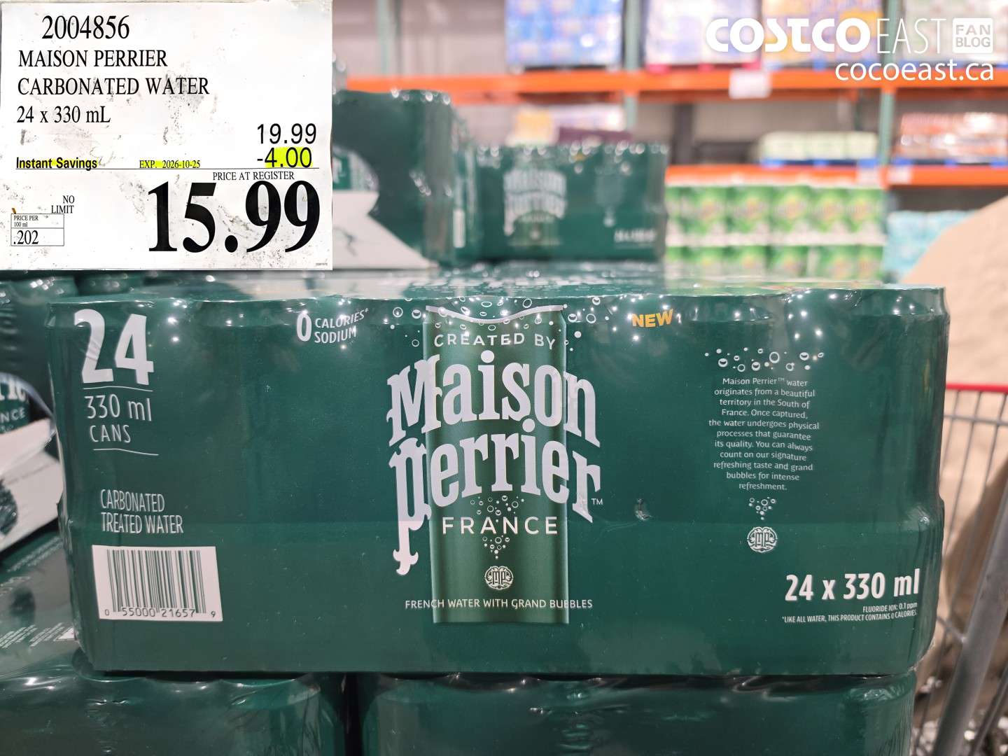 2004856 MAISON PERRIER CARBONATED WATER 24 X 330 ML ($4.00 INSTANT SAVINGS EXPIRES ON 2026-10-25) $15.99