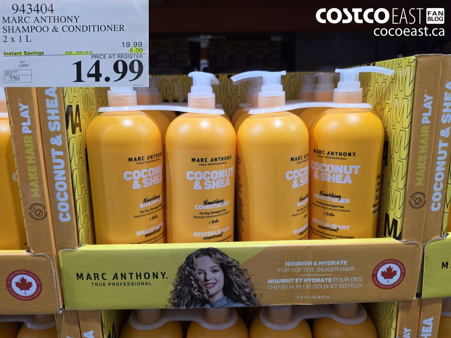 943404 MARC ANTHONY SHAMPOO & CONDITIONER 2 X 1 L ($5.00 INSTANT SAVINGS EXPIRES ON 2026-10-25) $14.99