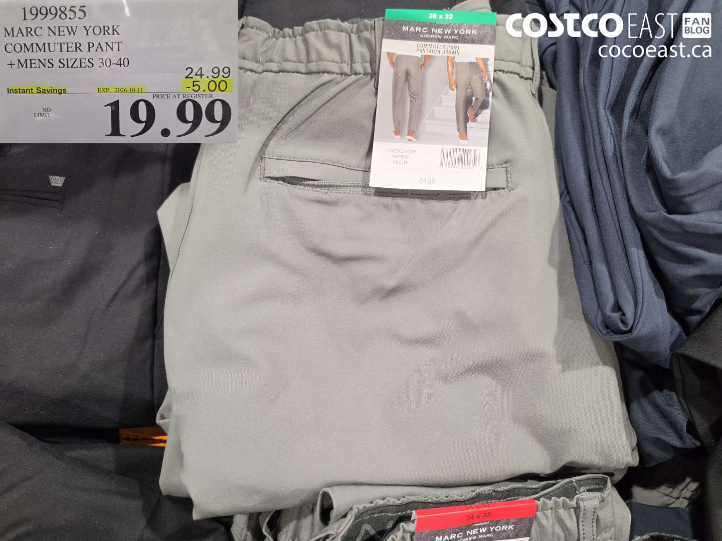 1999855 MARC NEW YORK COMMUTER PANT +MENS SIZES 30-40 ($5.00 INSTANT SAVINGS EXPIRES ON 2026-10-11) $19.99