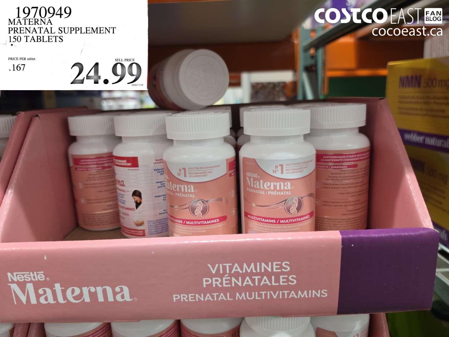 1970949 MATERNA PRENATAL SUPPLEMENT 150 TABLETS $24.99