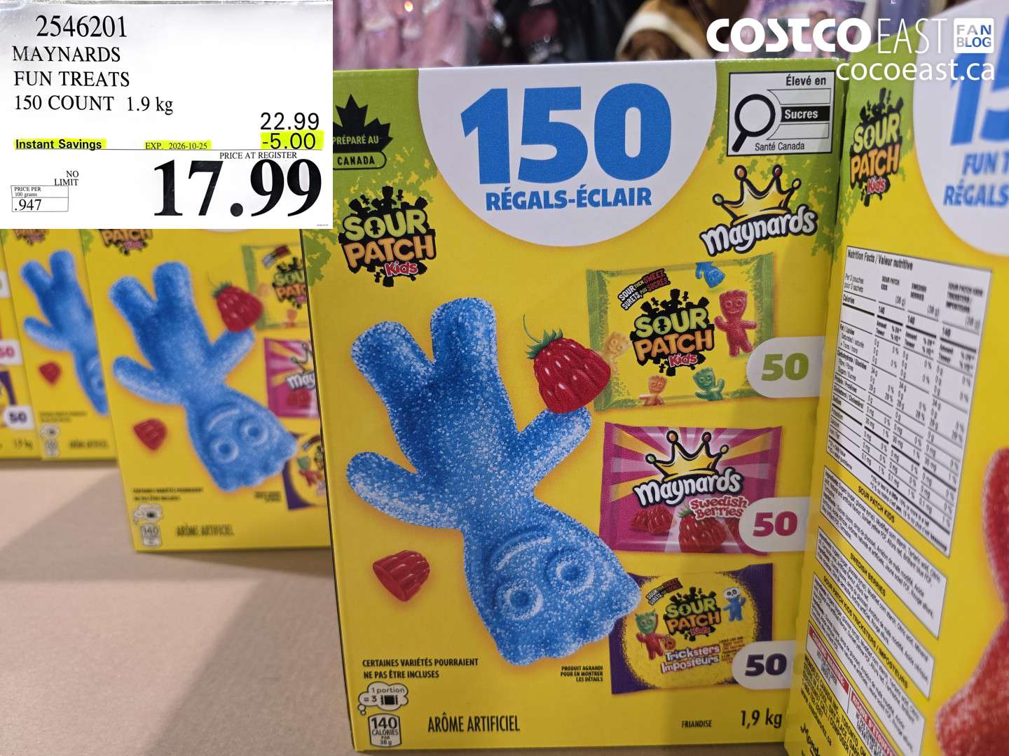 2546201 MAYNARDS FUN TREATS 150 COUNT 1.9 KG ($5.00 INSTANT SAVINGS EXPIRES ON 2026-10-25) $17.99