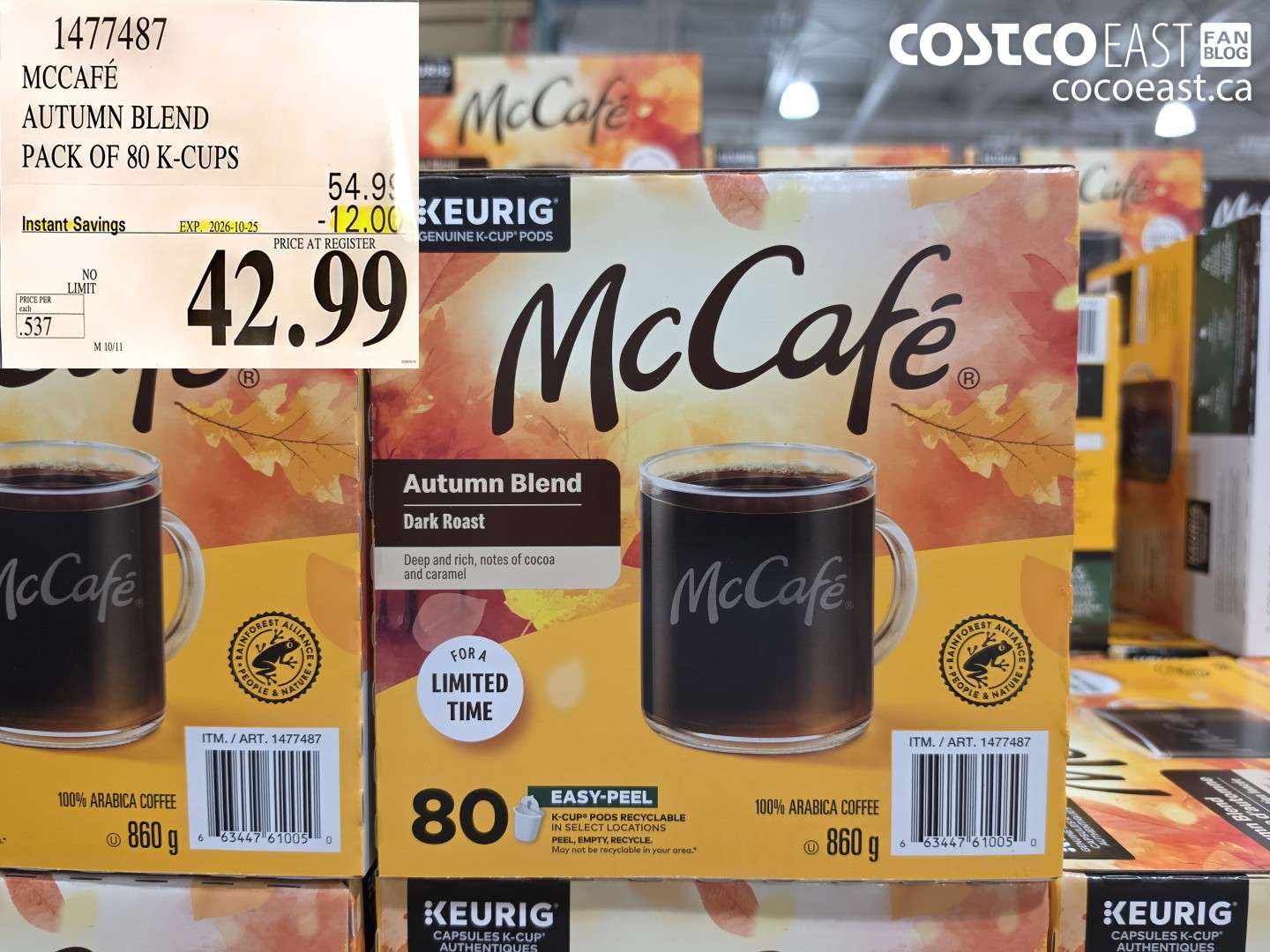 1477487 MCCAFÉ AUTUMN BLEND PACK OF 80 K-CUPS ($12.00 INSTANT SAVINGS EXPIRES ON 2026-10-25) $42.99