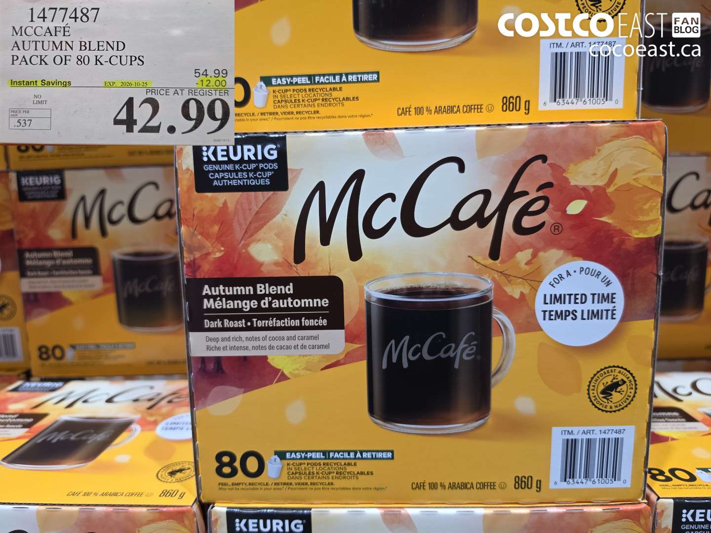 1477487 MCCAFÉ AUTUMN BLEND PACK OF 80 K-CUPS ($12.00 INSTANT SAVINGS EXPIRES ON 2026-10-25) $42.99