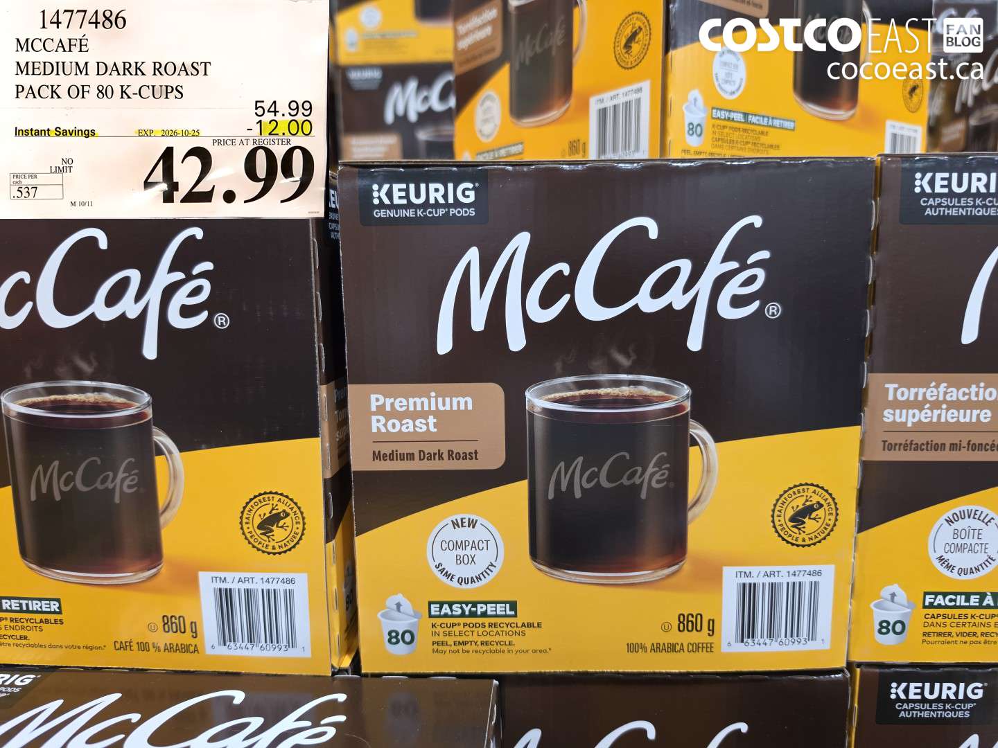 1477486 MCCAFÉ MEDIUM DARK ROAST PACK OF 80 K-CUPS ($12.00 INSTANT SAVINGS EXPIRES ON 2026-10-25) $42.99