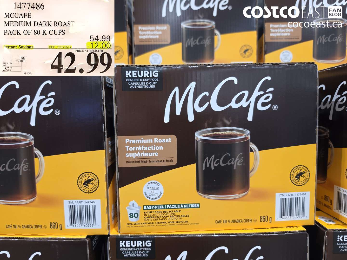 1477486 MCCAFÉ MEDIUM DARK ROAST PACK OF 80 K-CUPS ($12.00 INSTANT SAVINGS EXPIRES ON 2026-10-25) $42.99