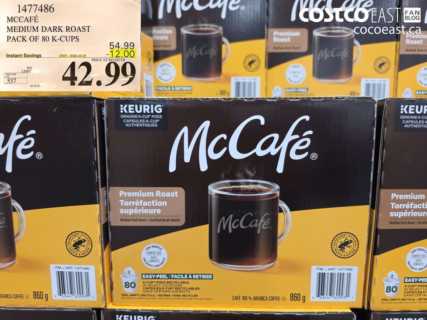 1477486 MCCAFÉ MEDIUM DARK ROAST PACK OF 80 K-CUPS ($12.00 INSTANT SAVINGS EXPIRES ON 2026-10-25) $42.99