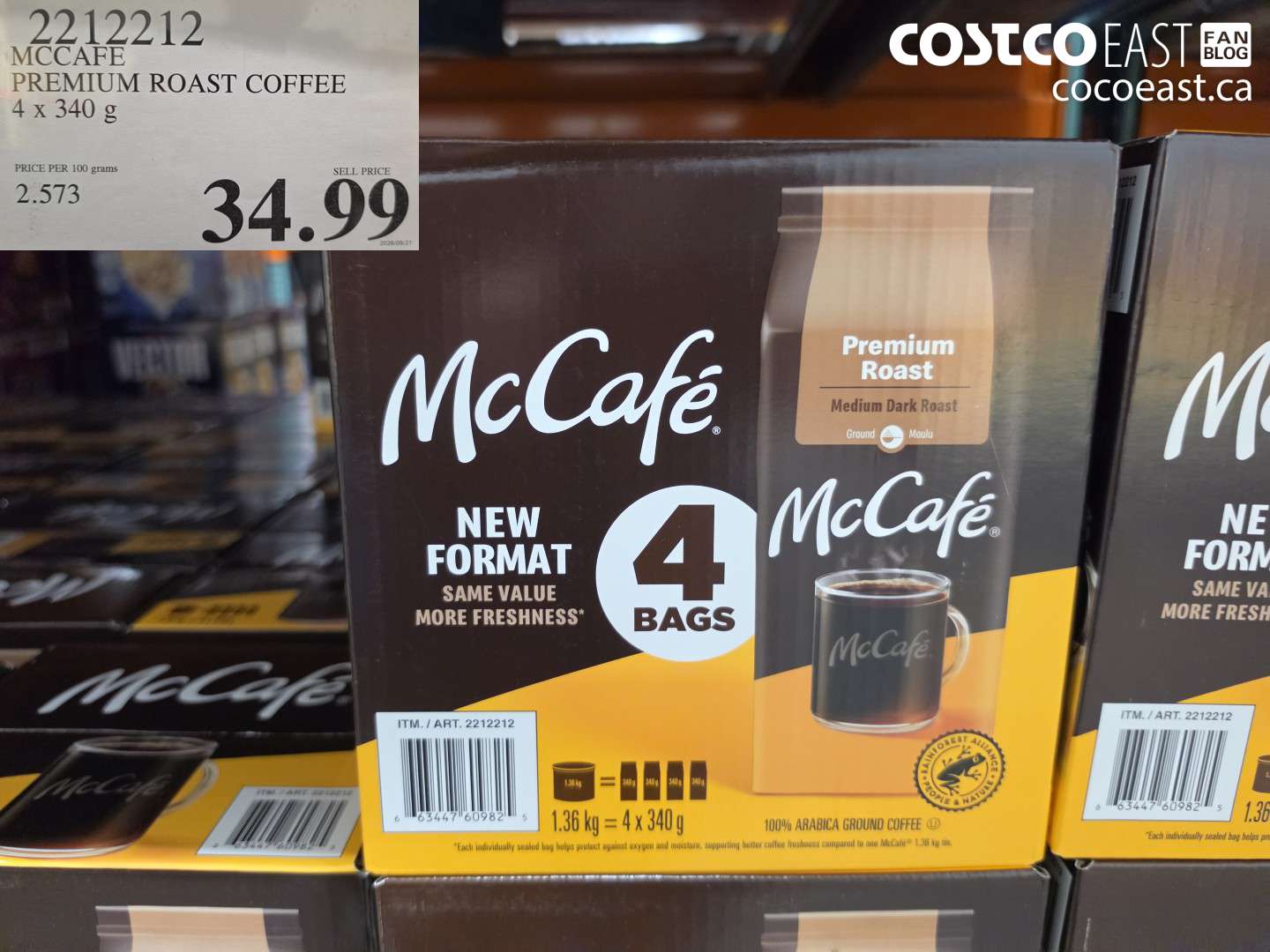 2212212 MCCAFE PREMIUM ROAST COFFEE 4 X 340 G $34.99