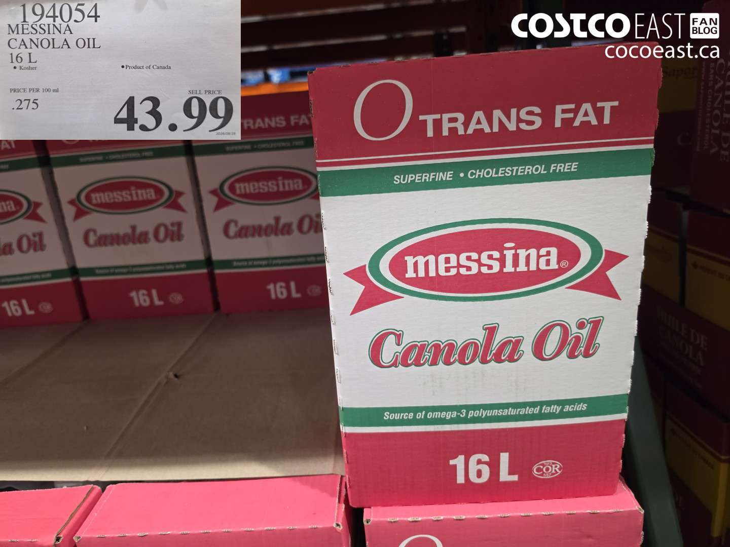194054 MESSINA CANOLA OIL 16 L $43.99