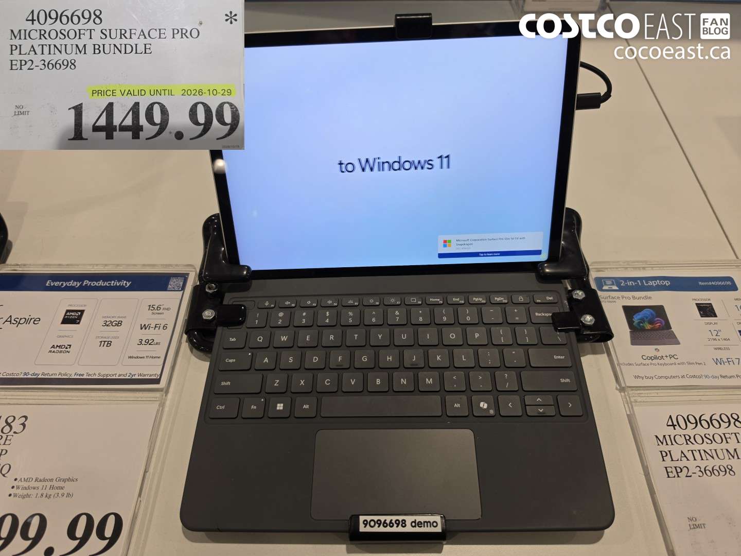4096698 MICROSOFT SURFACE PRO PLATINUM BUNDLE EP2-36698 $1449.99