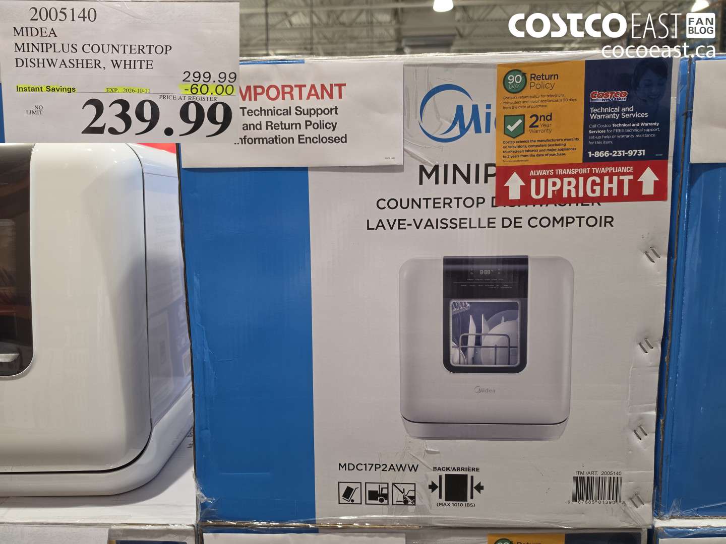 2005140 MIDEA MINIPLUS COUNTERTOP DISHWASHER, WHITE ($60.00 INSTANT SAVINGS EXPIRES ON 2026-10-11) $239.99