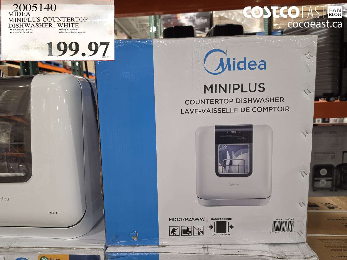 2005140 MIDEA MINIPLUS COUNTERTOP DISHWASHER, WHITE $199.97