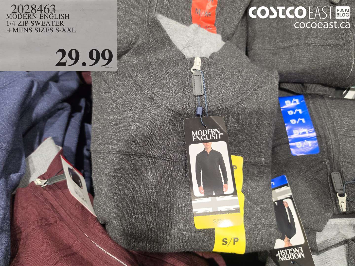 2028463 MODERN ENGLISH 1/4 ZIP SWEATER MENS SIZES S-XXL $29.99