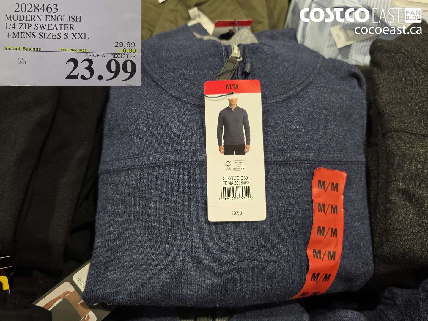2028463 MODERN ENGLISH 1/4 ZIP SWEATER MENS SIZES S-XXL ($6.00 INSTANT SAVINGS EXPIRES ON 2026-10-25) $23.99