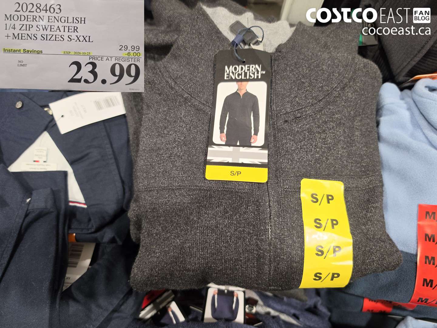 2028463 MODERN ENGLISH 1/4 ZIP SWEATER MENS SIZES S-XXL ($6.00 INSTANT SAVINGS EXPIRES ON 2026-10-25) $23.99