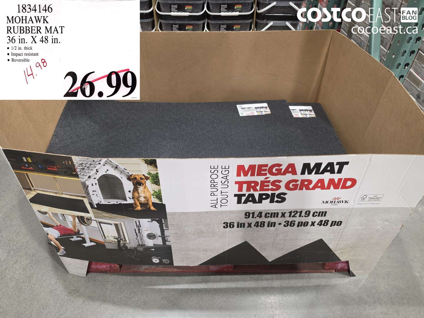 1834146 MOHAWK RUBBER MAT 36 IN. X 48 IN. $14.98