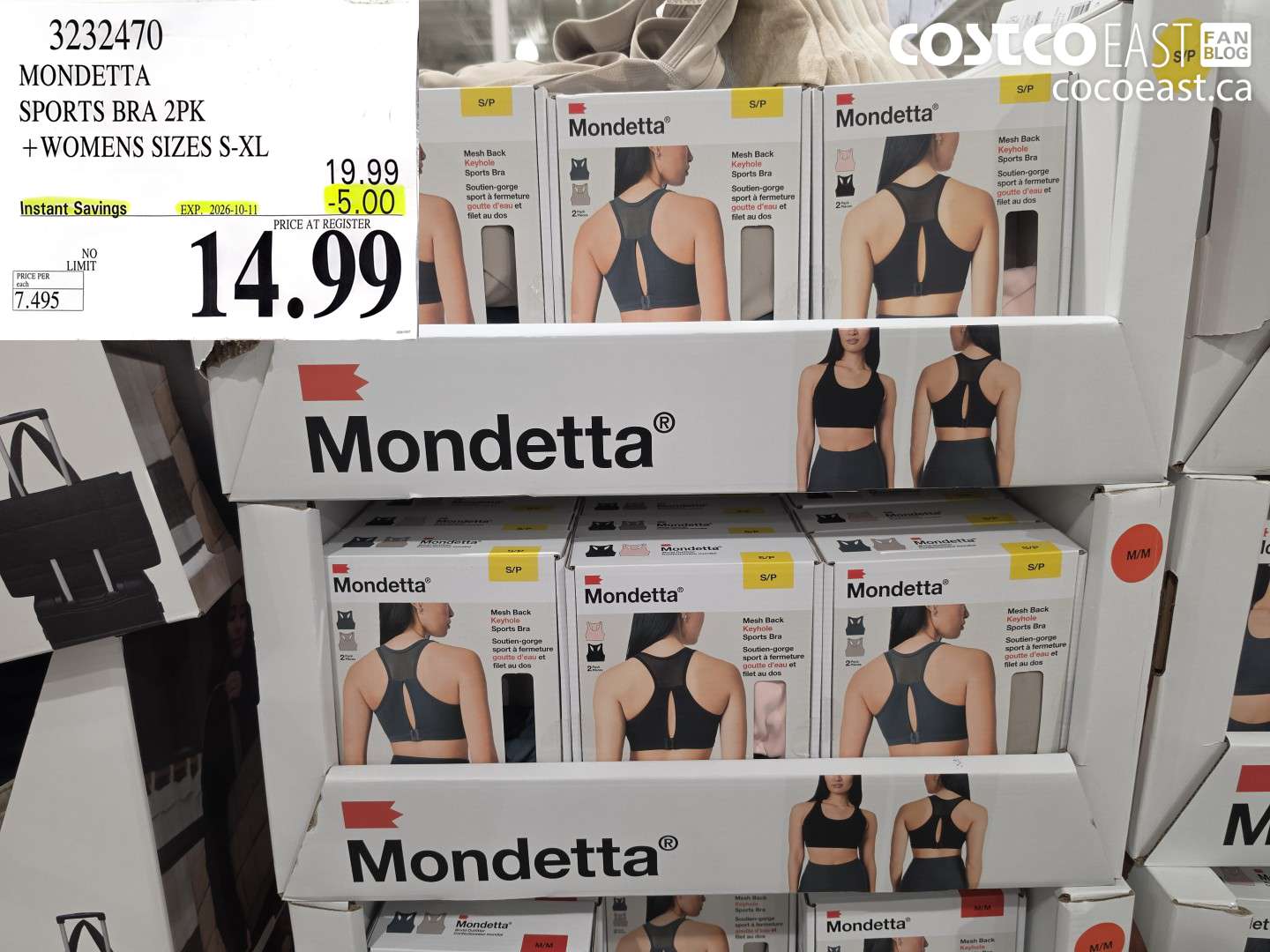 3232470 MONDETTA SPORTS BRA 2PK WOMENS SIZES S-XL ($5.00 INSTANT SAVINGS EXPIRES ON 2026-10-11) $14.99