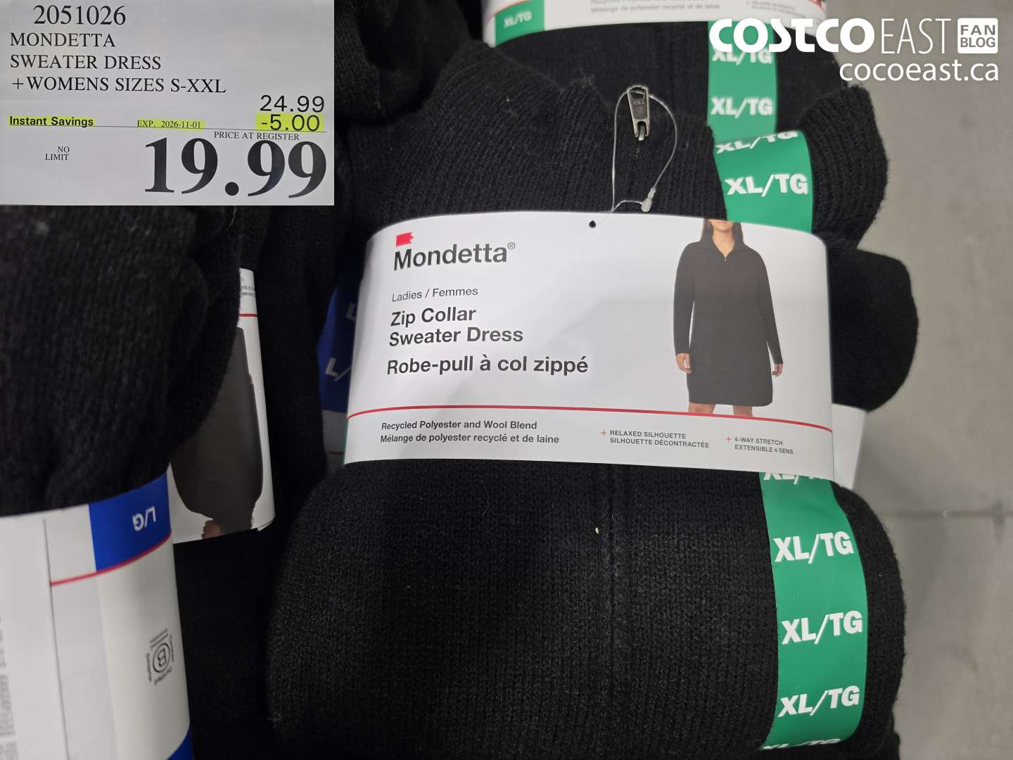 2051026 MONDETTA SWEATER DRESS WOMENS SIZES S-XXL ($5.00 INSTANT SAVINGS EXPIRES ON 2026-11-01) $19.99