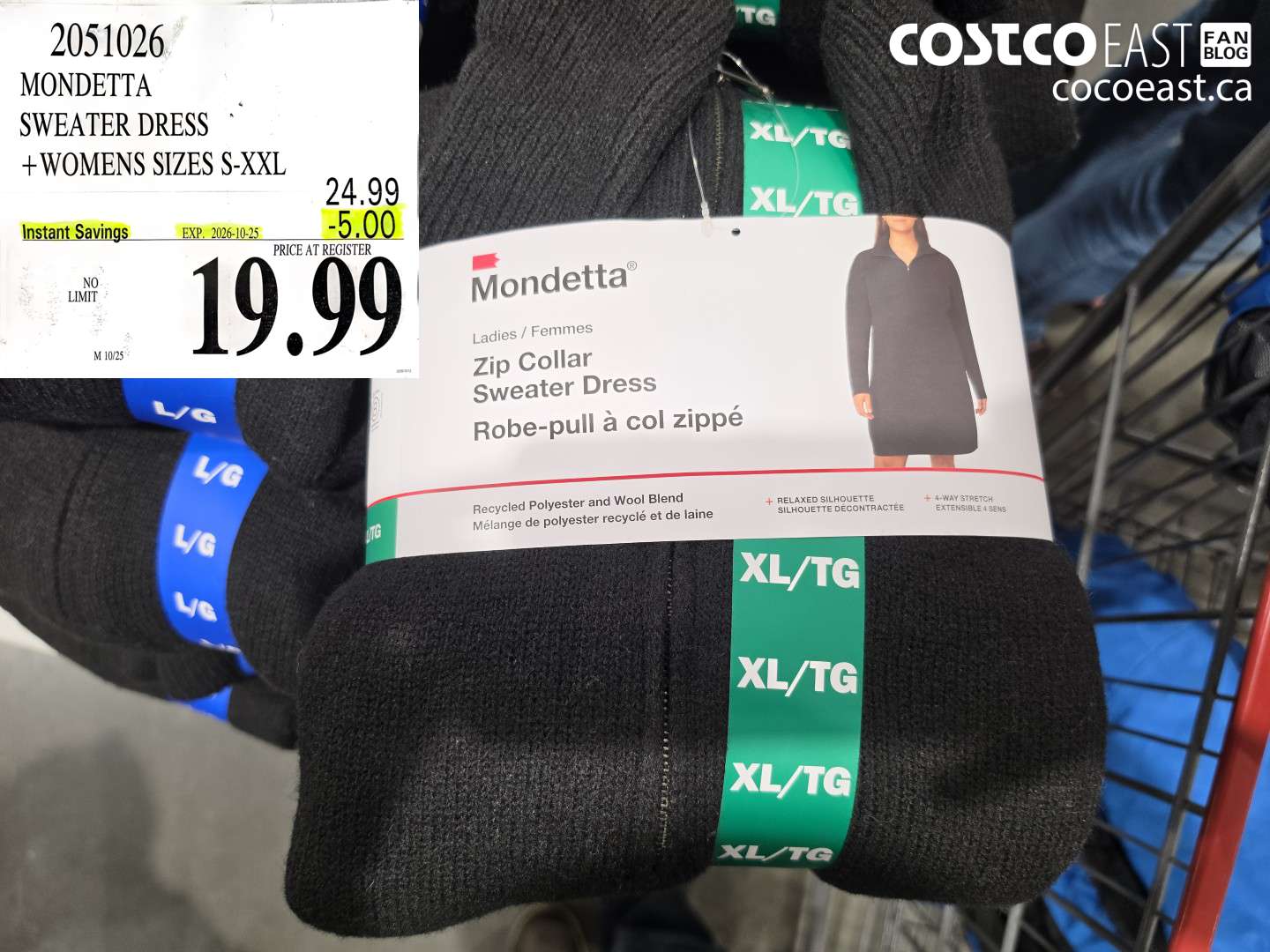 2051026 MONDETTA SWEATER DRESS + WOMENS SIZES S-XXL ($5.00 INSTANT SAVINGS EXPIRES ON 2026-10-25) $19.99