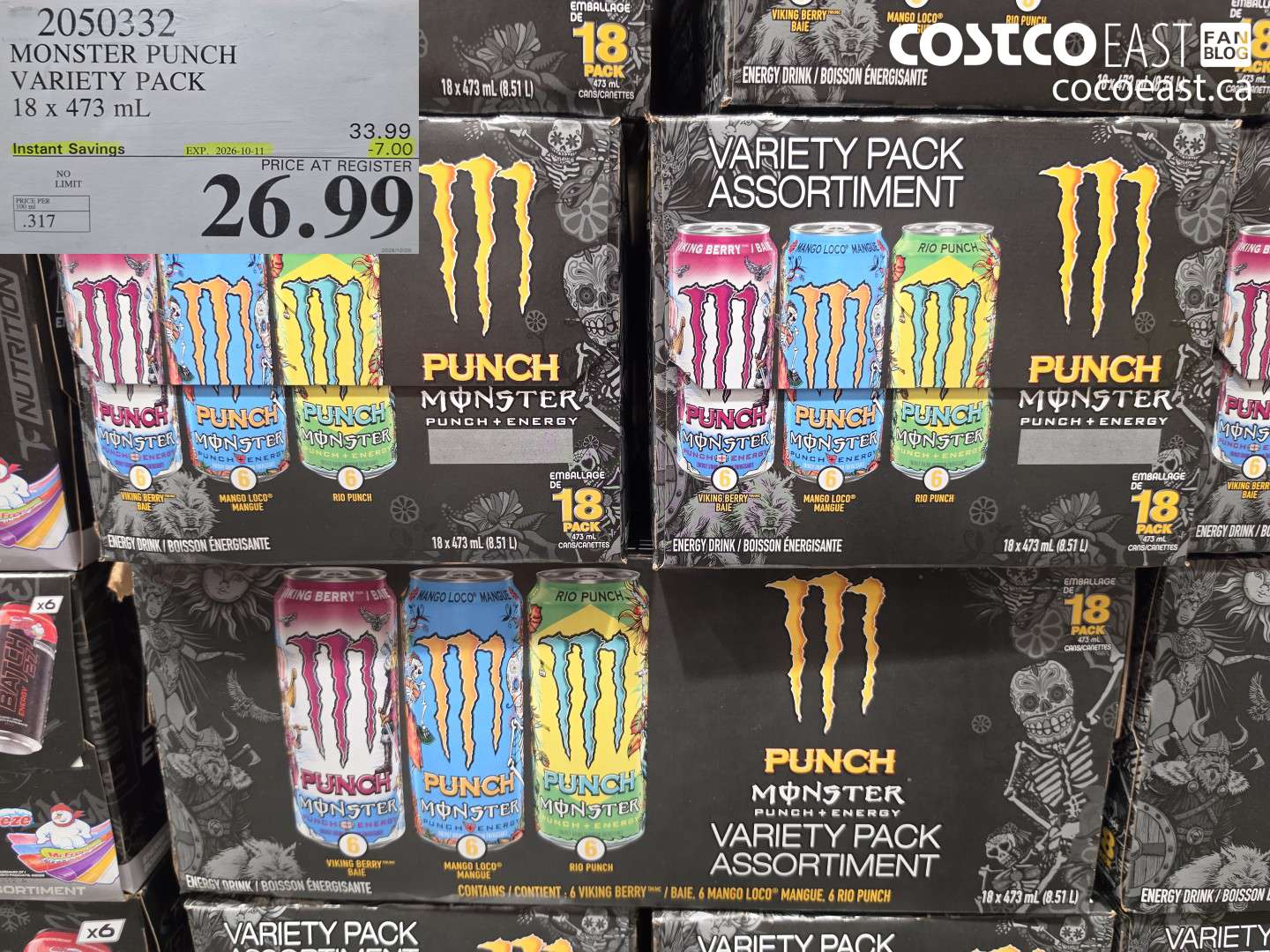 2050332 MONSTER PUNCH VARIETY PACK 18 X 473 ML ($7.00 INSTANT SAVINGS EXPIRES ON 2026-10-11) $26.99