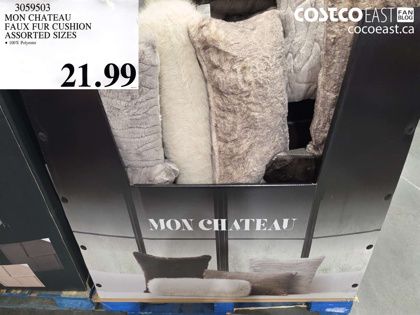 3059503 MON CHATEAU FAUX FUR CUSHION ASSORTED SIZES $21.99
