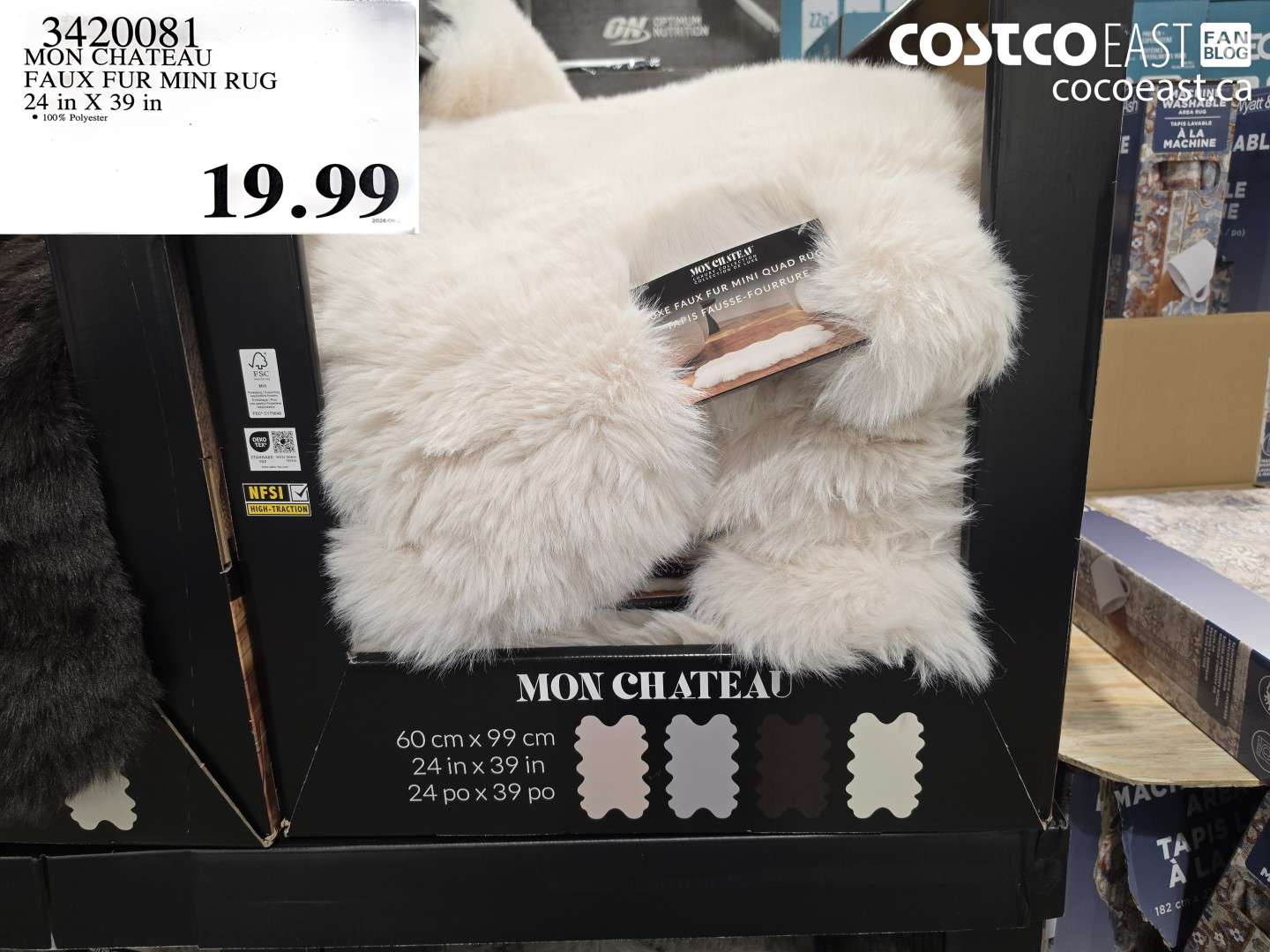 3420081 MON CHATEAU FAUX FUR MINI RUG 24 IN X 39 IN $19.99