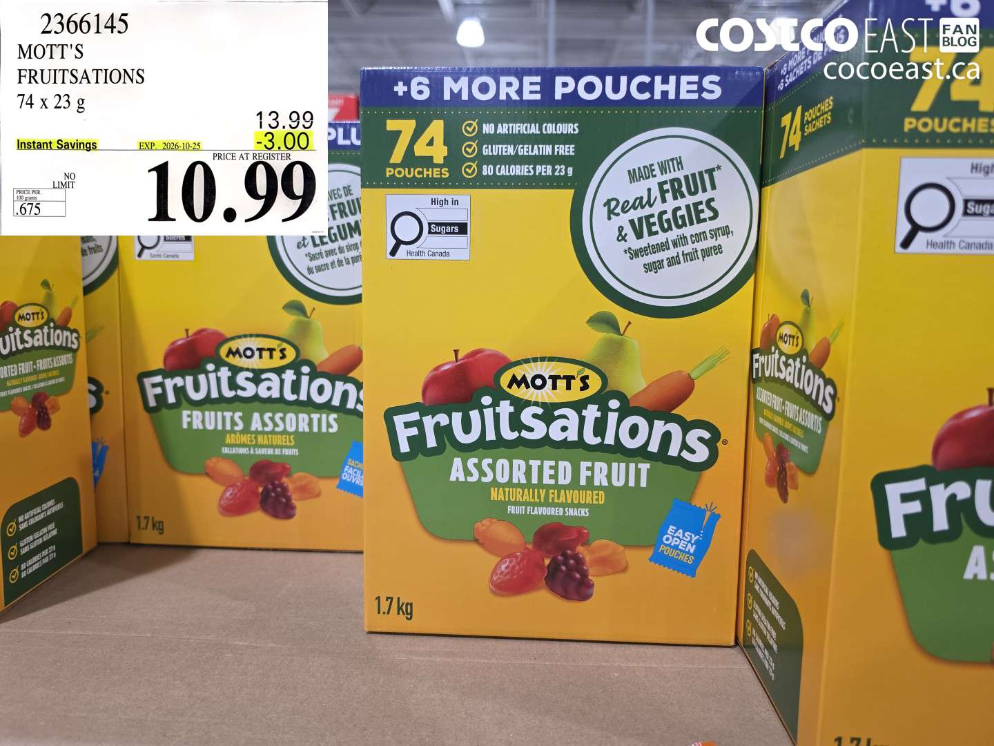 2366145 MOTT'S FRUITSATIONS 74 X 23 G ($3.00 INSTANT SAVINGS EXPIRES ON 2026-10-25) $10.99