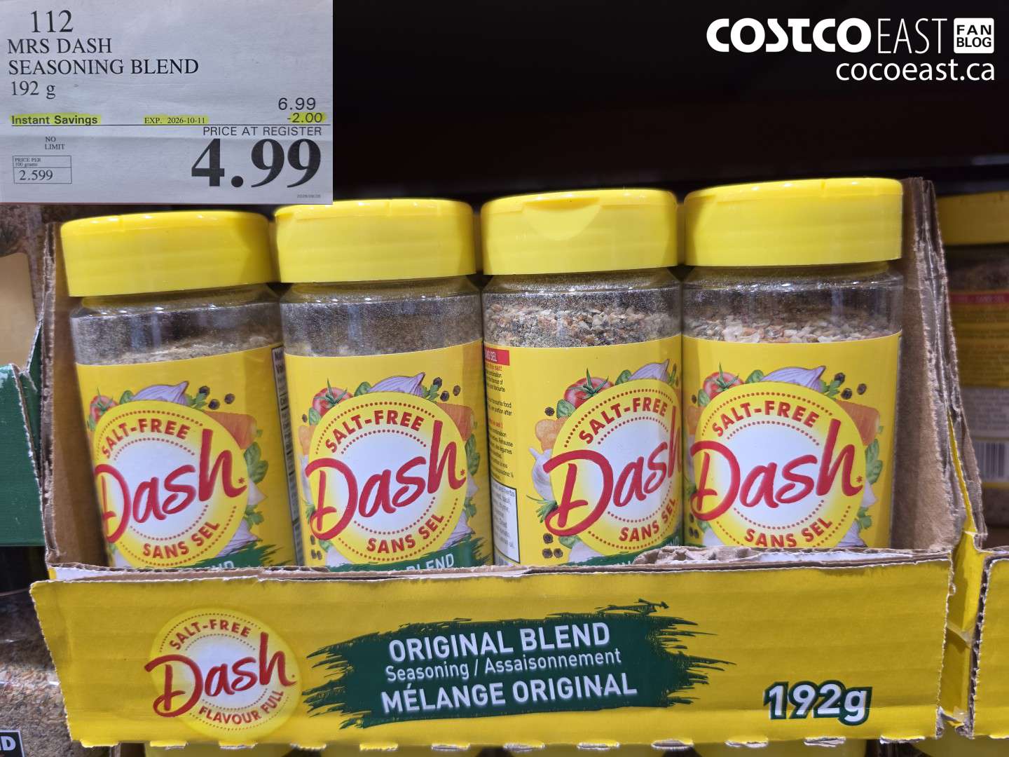 112 MRS DASH SEASONING BLEND 192 G ($2.00 INSTANT SAVINGS EXPIRES ON 2026-10-11) $4.99