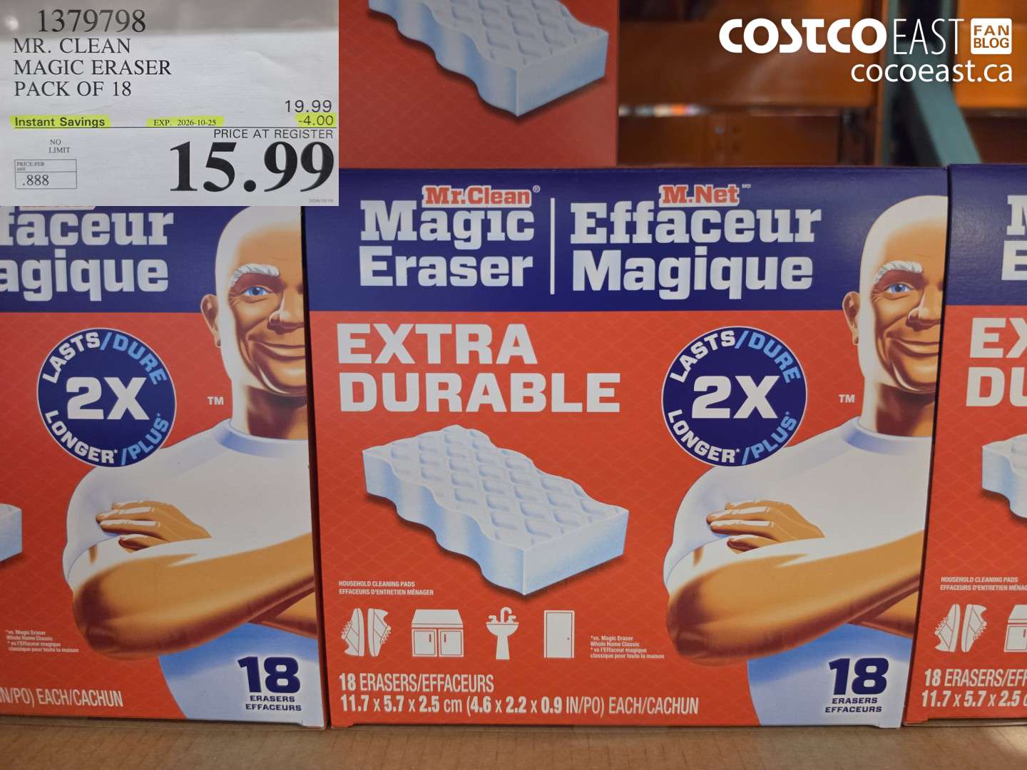 1379798 MR. CLEAN MAGIC ERASER PACK OF 18 ($4.00 INSTANT SAVINGS EXPIRES ON 2026-10-25) $15.99