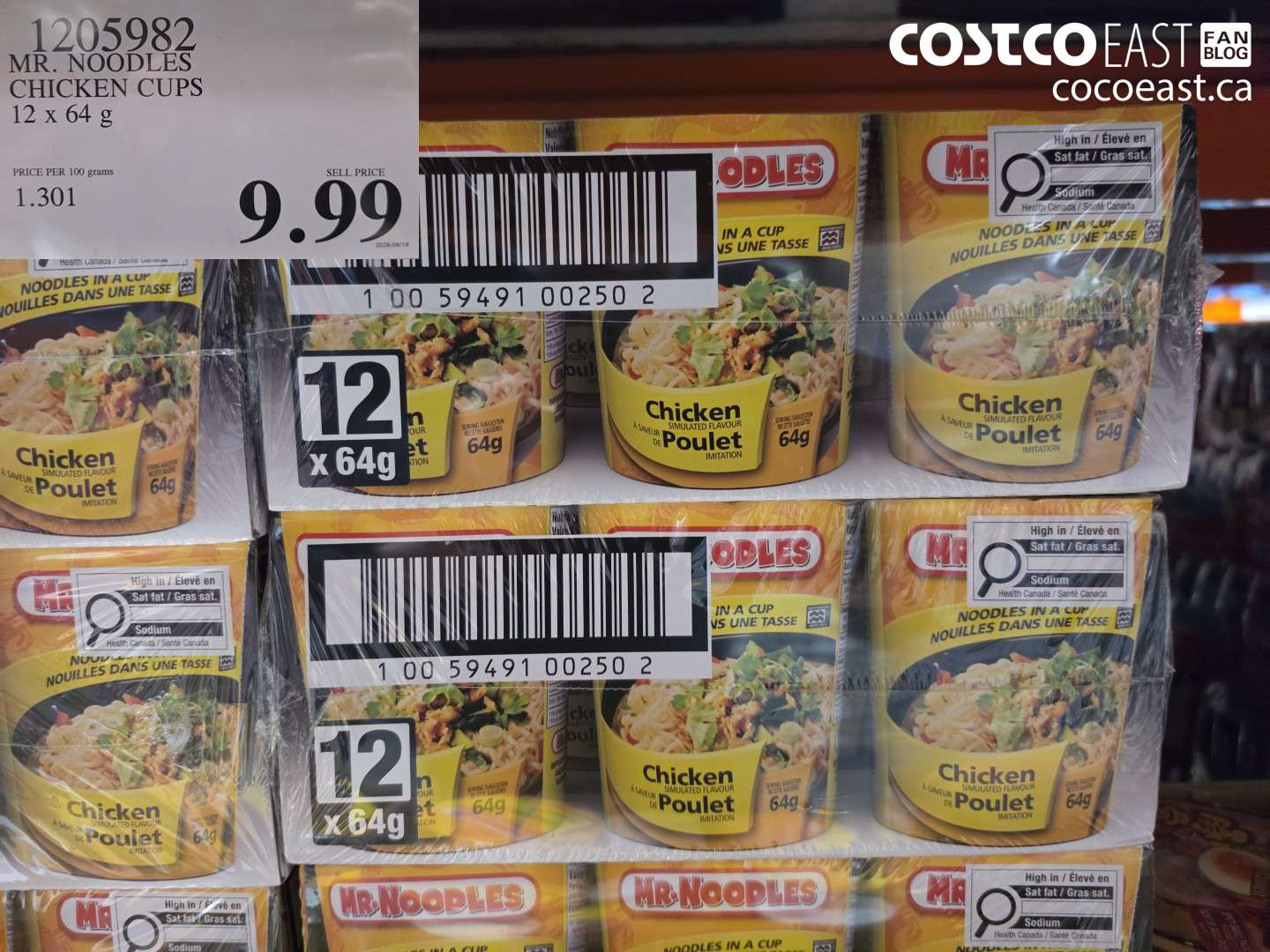 1205982 MR. NOODLES CHICKEN CUPS 12 X 64 G $9.99